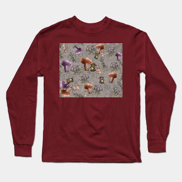 Woodland Mice and Mushrooms Long Sleeve T-Shirt by Salzanos